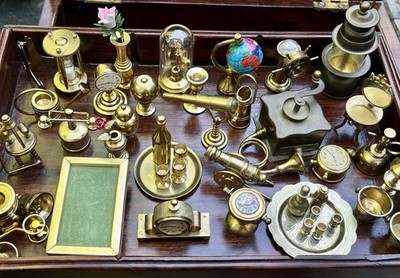 Lot Of Vintage Brass Miniature Figurines Dollhouse Decor 45pcs Made In Holland