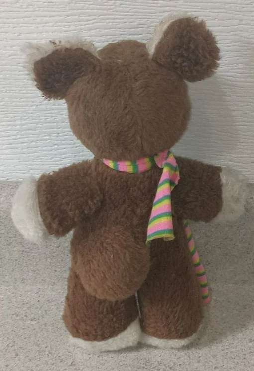 Oso de peluche vintage Mattel 1978 cara de goma notas de amor felpa piel marrón Foto 2 de 2