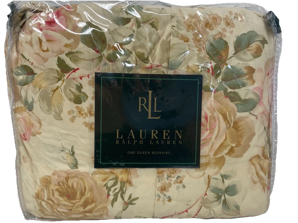 FALDA CAMA RALPH LAUREN One Queen Woodstock Jardín Floral Elegante SHABBY Rosa Nueva Foto 3 de 4