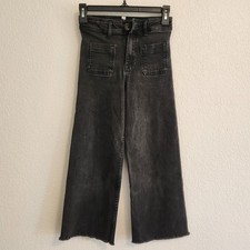 Zara Girl's Size 10 Black Wide Leg Jeans Pre-owned excellent