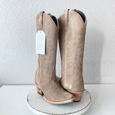 Lane Gallatin Womens Cowboy Boots 6.5 Latte Suede Cowgirl Western Mid Calf Tall