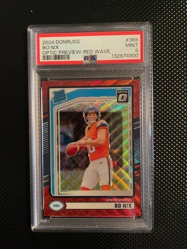 Bo Nix 2024 Donruss Optic Red Wave PSA 9 Rated Rookie