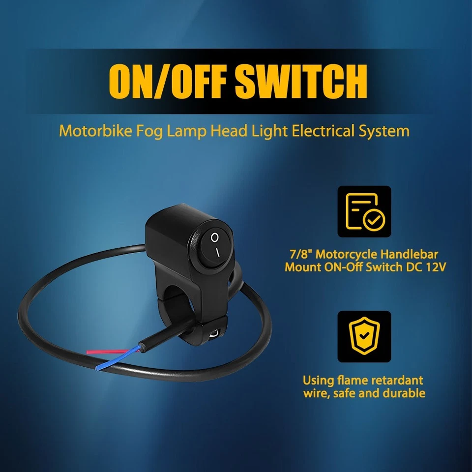 Interruptor de ajuste de luz de 12 V encendido/apagado manillar de 7/8" suciedad motocicleta moto scooters UTV Foto 4 de 4