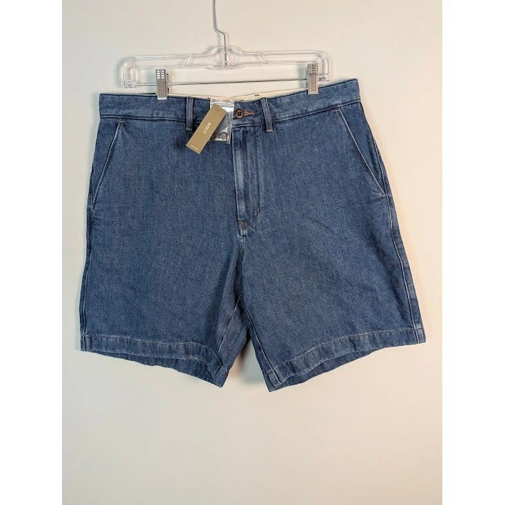 NWT J. Crew Cotton/Linen Denim Shorts Mens 33 (FITS 35) Relaxed 8" Inseam CJ357