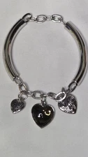 Vintage Lia Sophia "Heart to Heart" Expandable, Silver Tone Bracelet (1236)