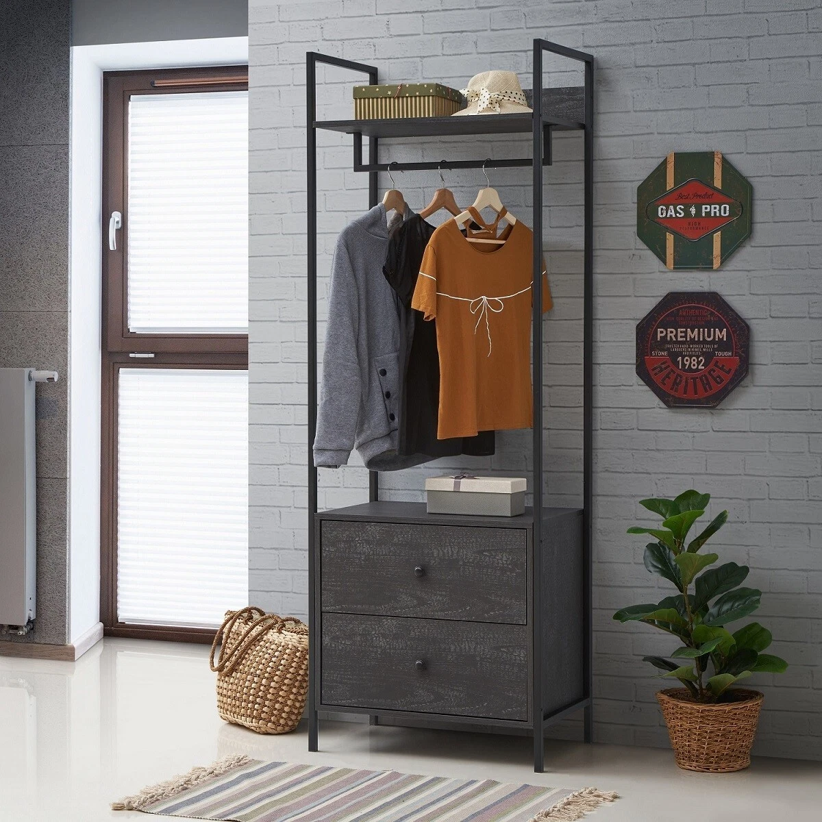 Wardrobe with 2024 drawers and hanging