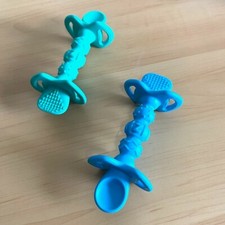 Nuby 2 Pack Dipeez 2-in-1 Silicone Spoon  Dipper - Encourages Self-feeding