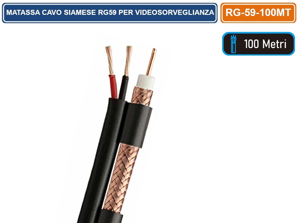 Cavo coassiale RG59 con alimentazione integrata 2 x 0,50 mm²