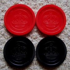 2 Black & 2 Red Large Jumbo 3" Rug Checkers Game Pieces Replacement Parts