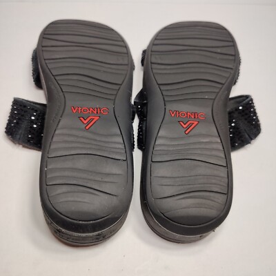 Vionic Alexis Black Suede Embellished Bling Adjustable Straps