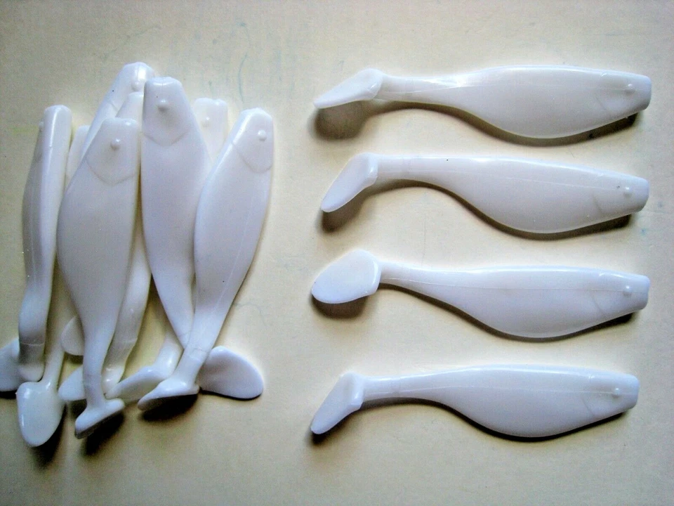 DOLITTLE & FISHMORE 40 pack - 4" Paddle Tail Shad - WHITE - Paddle Tail Swim Bait - USA-BEST QUALITY