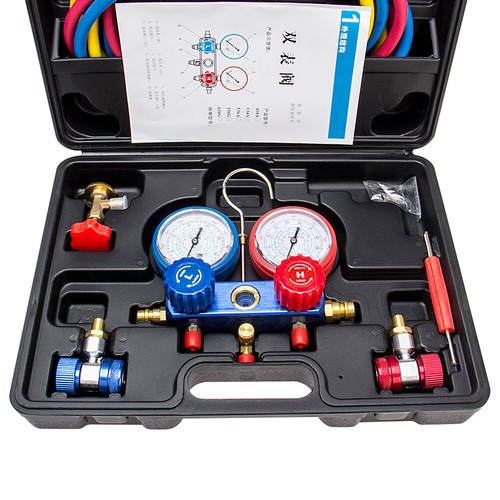 HVAC A/C Refrigeration Kit AC Manifold Gauge Set Auto Service Kit Tool W/ Case - Picture 8 of 17