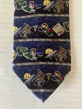 UNICEF Men's Necktie Tie Silk Satin Dad Multiple Languages Tools Tech Equipment