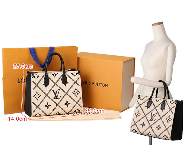 Louis Vuitton Onthego MM Tote Bag M46016 Monogram Creme Woman Purse Auth LV New s l1200