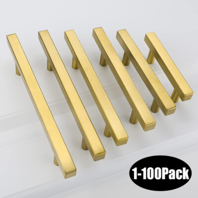 #ad 2quot; 10quot; Stainless Steel Gold Kitchen Square Cabinet Handles Drawer Pull Hardwares $96.44