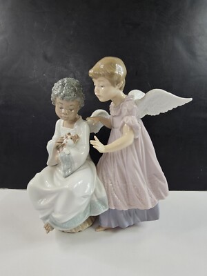 Lladro 6085 Angelic Harmony Pair of Winge Angels Porcelain Figurine Damage Read
