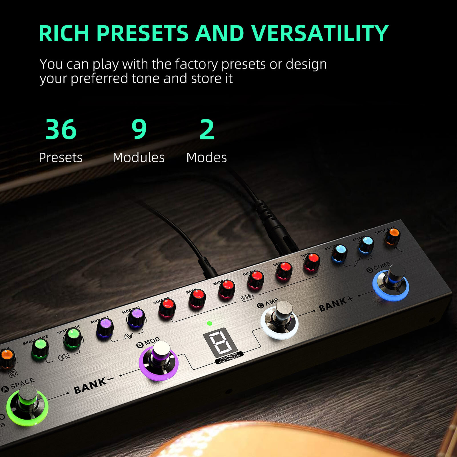 LEKATO Electric Bass Effects Pedal Multi Effects Compressor Recording Amp Mod 