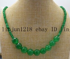 2x4mm Faceted 10mm Green Jade Gemstone Beads Necklace 18'' AAA