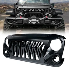 For 2007-2018 Jeep Wrangler JK JKU Grill Front ABS Matte Black Shark Grille