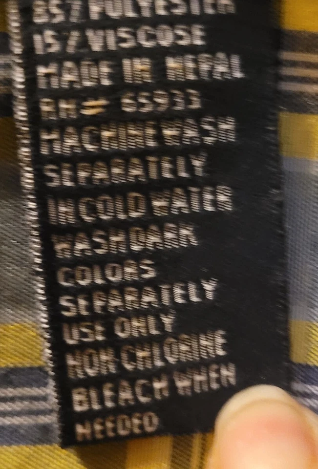 Camisa Point Zero azul amarillo a cuadros manga corta con cuello abotonado para hombre talla XL Foto 4 de 4