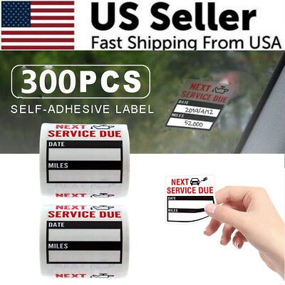 300 Oil Change Service Reminder Stickers Clear Window Lite Sticker Pack 2''x2'' US