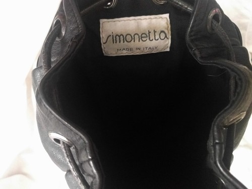 Simonetta Backpack Black Leather Made In Italy Kids Backpack Bag - Picture 4 of 8