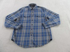 J Crew Shirt Mens Large Blue Plaid Flannel Button Up Pockets Midweight Outdoor