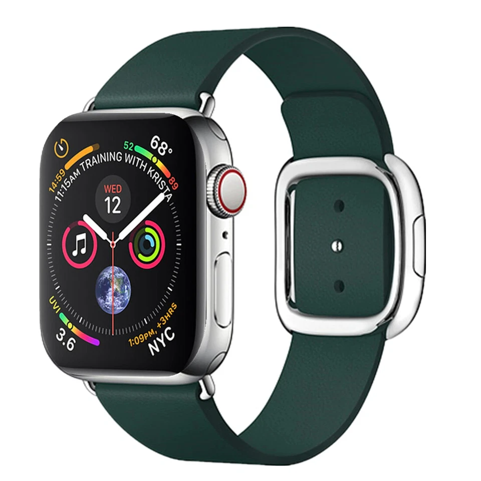 Correa con hebilla moderna de cuero genuino para Apple Watch 11/Ultra/SE/10/9/8/7/6 Foto 3 de 4