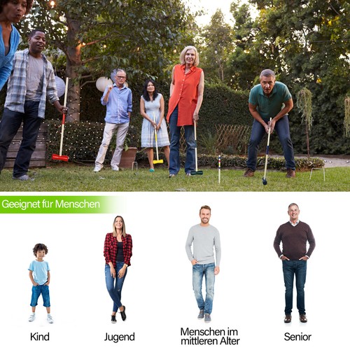 Krocket Croquet Gartenspiel Holz für 4 Spieler Spielzeug Spiel für Erwachsene - Bild 7 von 12