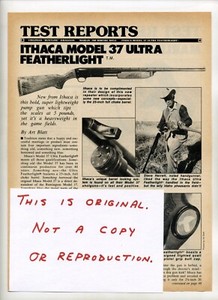 Ithaca Model 37 Ultra Featherweight Shotgun Magazine Article (FREE SHIPPING) 70s