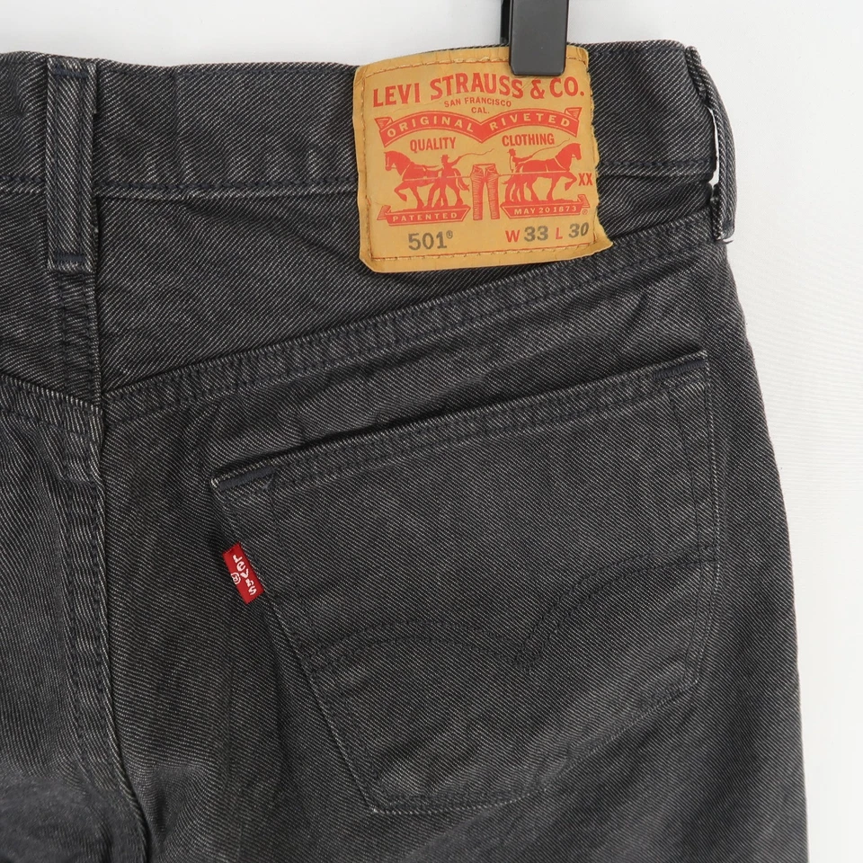 Мужские джинсы Levis 501 33x30 (30x27) серые на пуговицах прямые легкие из денима - Изображение 4 из 4