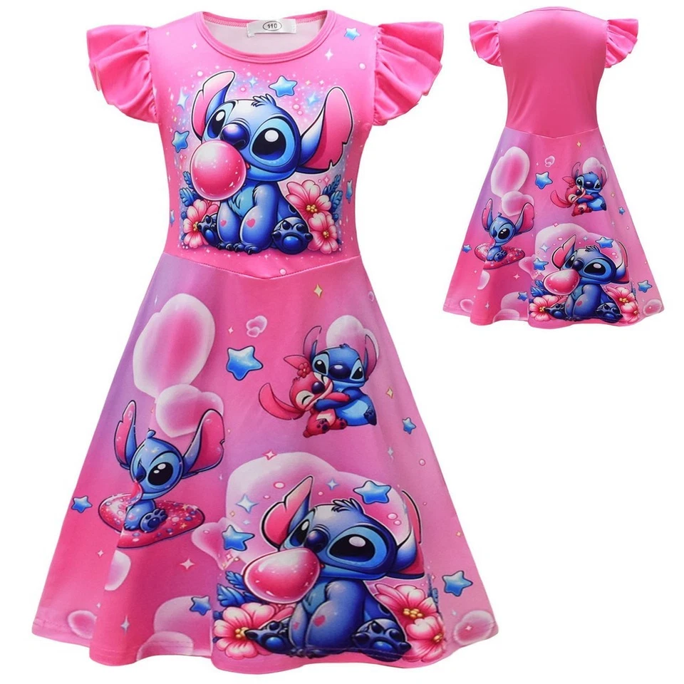Stitch Girl Princess Pajama Dress With Cotton Blend Fabric For Kids - Image 2 of 4