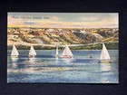 Buffalo Lake Near Amarillo, Texas Linen Postcard Vintage Sail Boat — photo 1