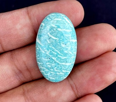 100% Natural Amazonite Oval Shape Cabochon, Loose Gemstone, 31X19X6 MM, 31Ct.