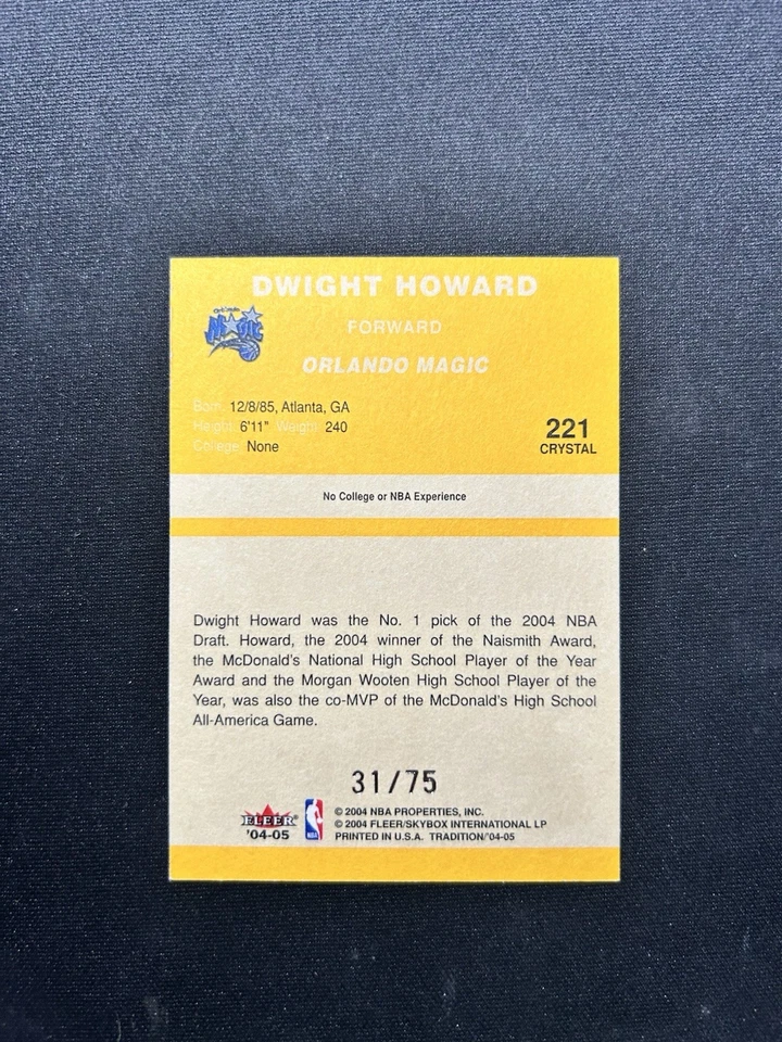 2004-05 Fleer Tradition - Dwight Howard #221 Crystal /75 (RC) - Image 2 of 2