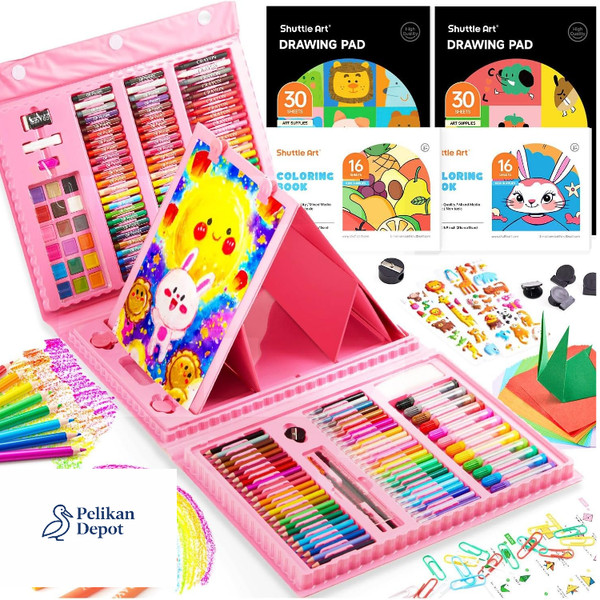 Shuttle Art Malkoffer Kinder 335 Teilen Rosa Malset Wasserfarben Wachsmal-image