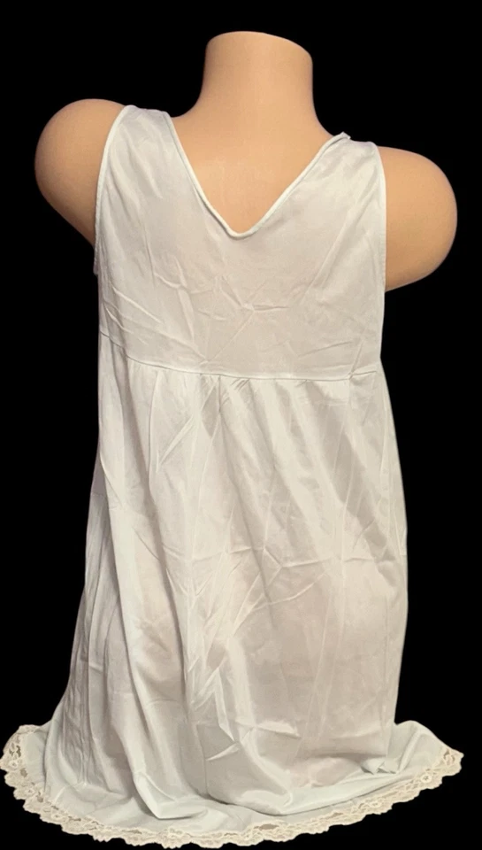 ARISTOCRAT светло-синий шелковистый атлас белый чистый кружевной отделки нейлона Nightie S - Изображение 3 из 4