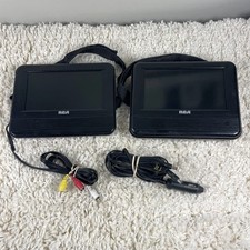 RCA DRC69702 7" Dual Screen Portable DVD Player 2 Screens Cords Tested