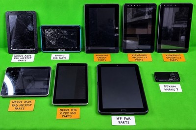 Lot of 8 Tablets For Parts Repair HP Nexus Asus Kurio ViewSonic Bundle