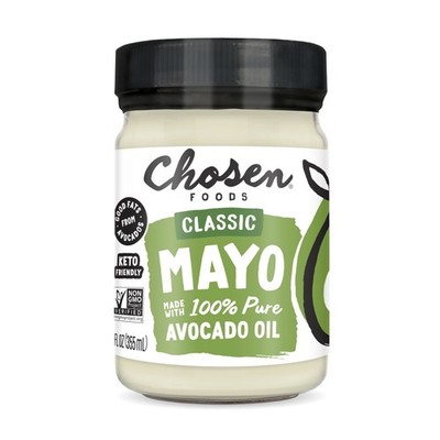 Chosen Foods 100% Pure Avocado Oil Classic Mayo,Gluten-Free 12 oz