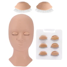 Lash Mannequin Head with 4 Pairs Removable Practice Eyelids, Silicone Eyelash...