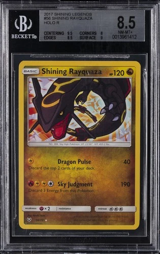 2017 POKEMON SUN & MOON SHINING LEGENDS #56 SHINING RAYQUAZA-HOLO BGS 8.5