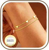 Silber Armband 925 Hypoallergen Gold Layered Einstellbar FüR Damen MäDchen
