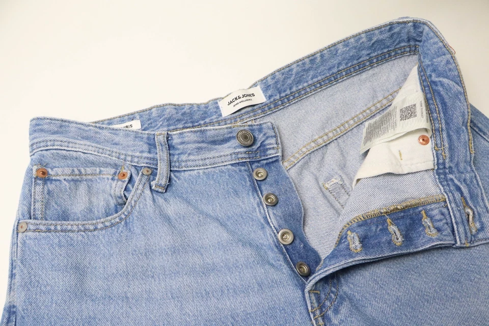 Jack & Jones Relaxed / Chris Men's Jeans W32/L32 New Whiskers Button Fly Blue - Image 4 of 4