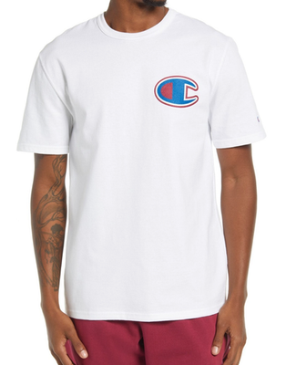 #ad #ad Champion Mens White Heritage Big C Short Sleeve T Shirt Cotton Size M NWT $11.68