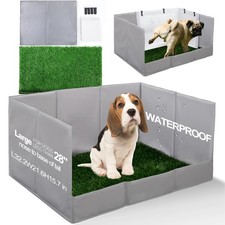 Dog Grass Pad with Tray Foldable Dog Litter Box High Walls, Odor Free Artific...