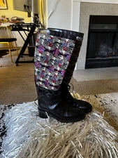 CHANEL Tweed riding boots size 39 wore 3 times