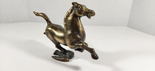 FIGURINA STATUA VINTAGE OTTONE CAVALLO VOLANTE DEL GANSU GALOPPO - Foto 7 di 13