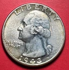 1943 US Washington SILVER Quarter! Philadelphia Mint! Choice AU! Old US Coin!