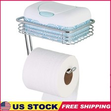 Functional Wall Mounted Toilet Paper Holder W/ Shelf Phone Wipes Tissues New